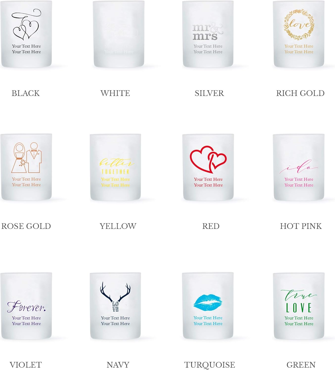 WEDDINGSTAR Personalized 3oz Frosted Shot Glass Customizable Full Color Print - 12 pack