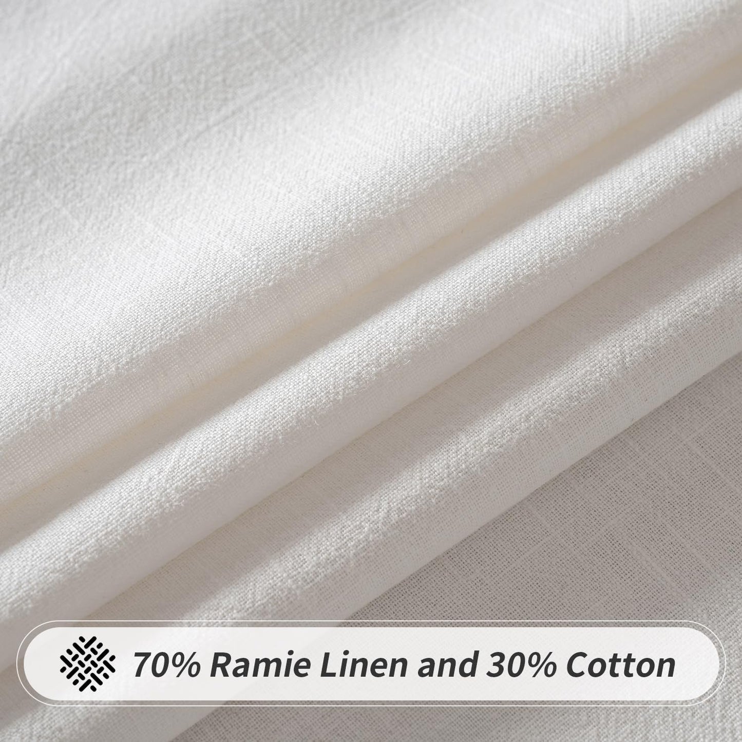 MIULEE White Linen Cotton Blend Tablecloth Rectangle, Luxury Waterproof Stain Resistant Durable Farmhouse Oblong Table Cloth for Dining Party Christmas Weddings Birthday Picnic Events, 52 x 70 inch