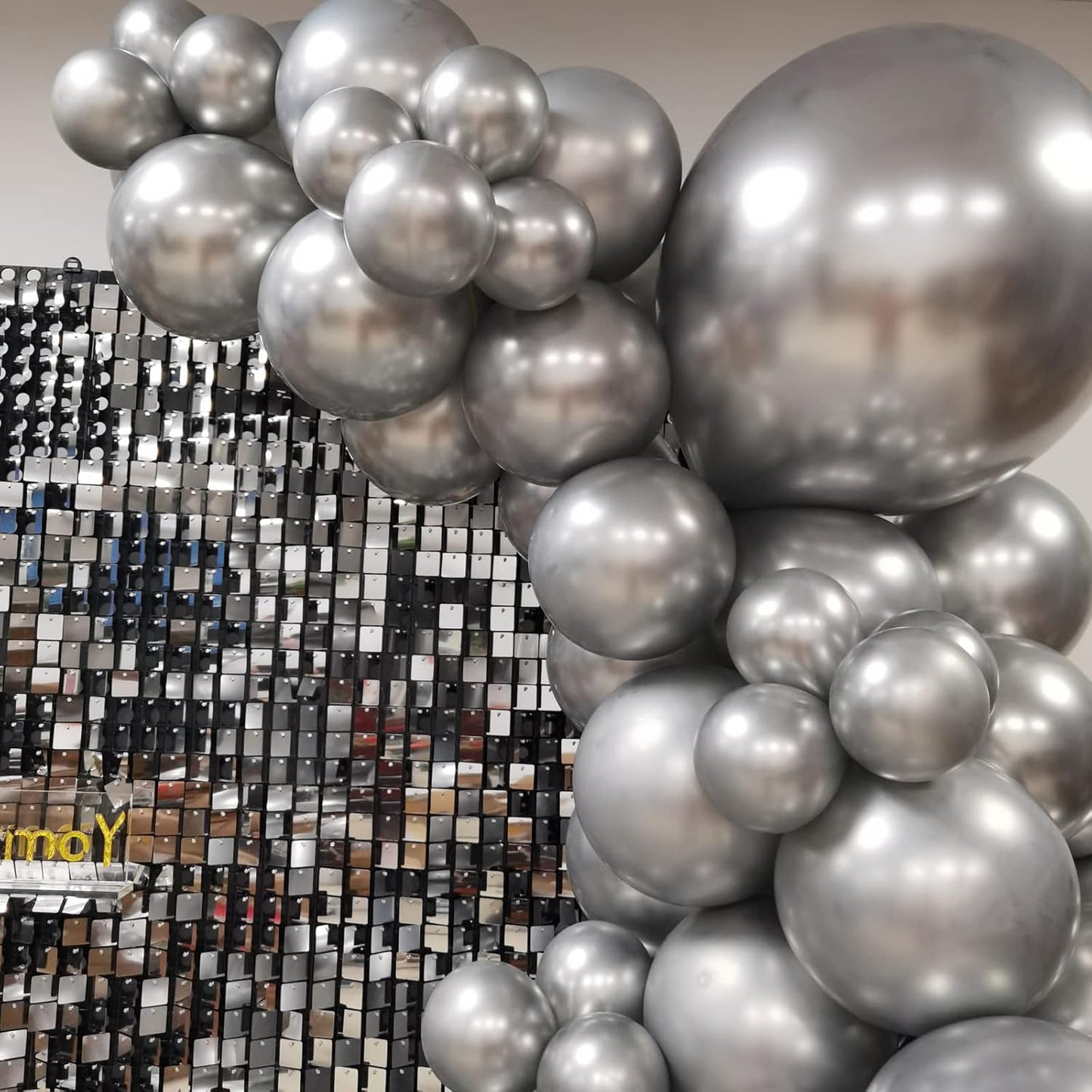 Metallic Silver Balloons, 50 Pcs 12 Inch Silver Chrome Latex Balloons for Balloon Garland or Arch as Wedding, Birthday, Disco Party Balloons Decorations