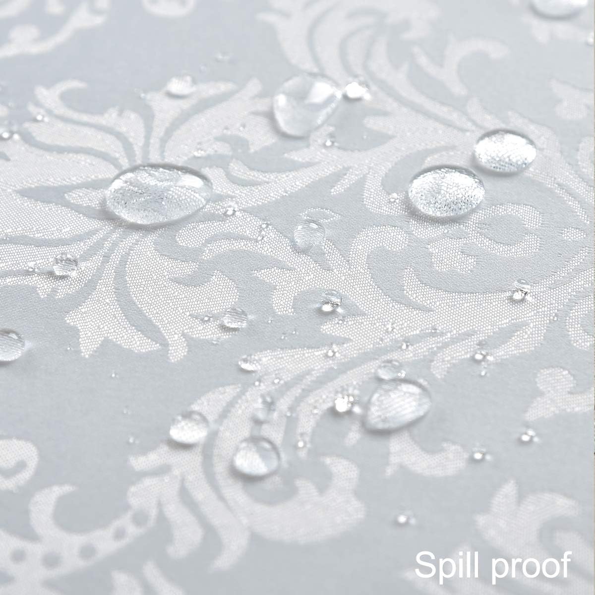 Rectangle Table Cloth - 60 x 102 Inch White Jacquard Tablecloths Damask Design Spillproof Wrinkle Resistant Shrinkproof Soft Tablecloth Polyester Oblong Table Cover for Kitchen Dinning Party Tabletop