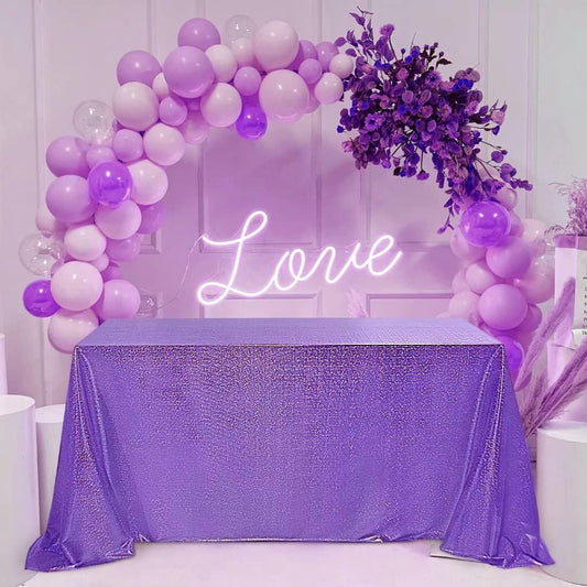 Fitable Sequin Tablecloth for Parties 52x70 Inch - Sparkle Glitter Table Cloth Laser Rectangle Overlay for Wedding Baby Shower Ceremony Birthday Holiday Banquet Decor, Purple