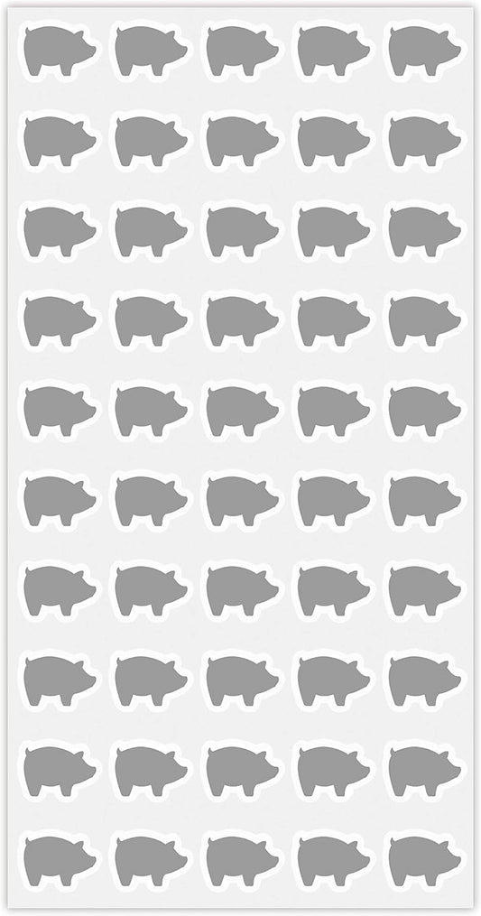 50 Wedding Meal Stickers - Food Identifier & Menu Choice Place Cards for Party Seating - Meal Option Indicator (Silver, Pork)