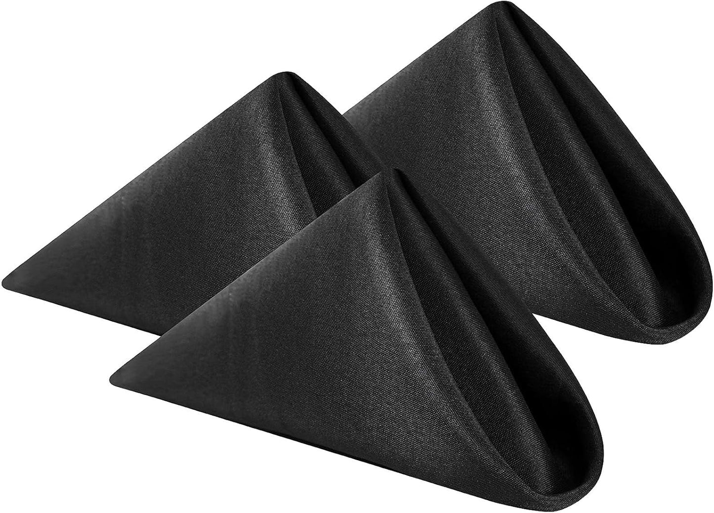 Cloth Napkins 20x20 inch Washable Polyester Dinner Napkins Soft Table Napkins for Wedding Party Dining Banquet(Black,12PCS)