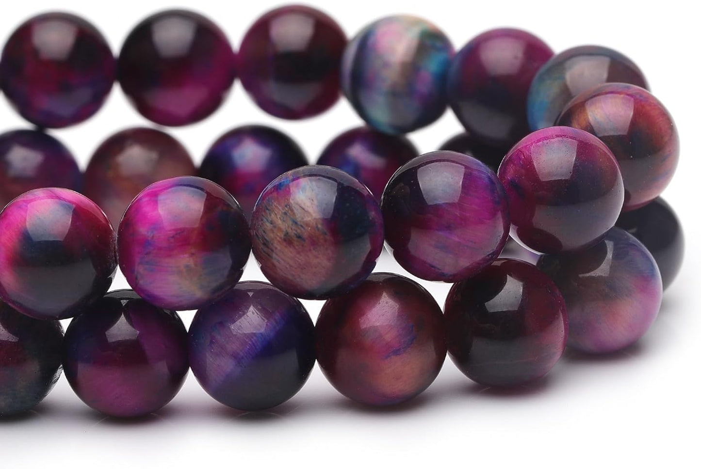 6mm Natural Stone Beads for Jewelry Making,Galaxy Tiger Eye Polished Smooth Round Gemstone Beads for Bracelet Necklace 15 Inch