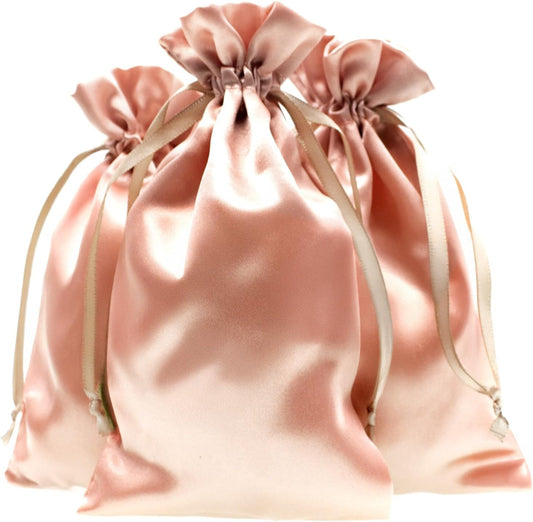 3" x 4" Rose Gold Satin Gift Bags, Jewelry Bags, Wedding Favor Silky Drawstring Bags Baby Shower Christmas Gift Bags 50 per Pack