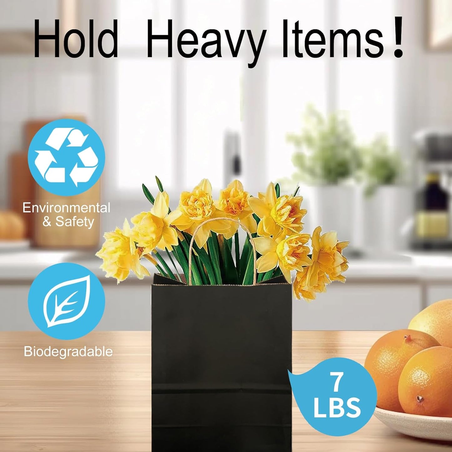 BAG BOX 50 Pack Small 5.9x3.1x8.25 Inch Black Kraft Paper Gift Bags with Handles for Bulk Shopping, Retail, Craft, Party Favors, Wedding, Grocery & Sacks