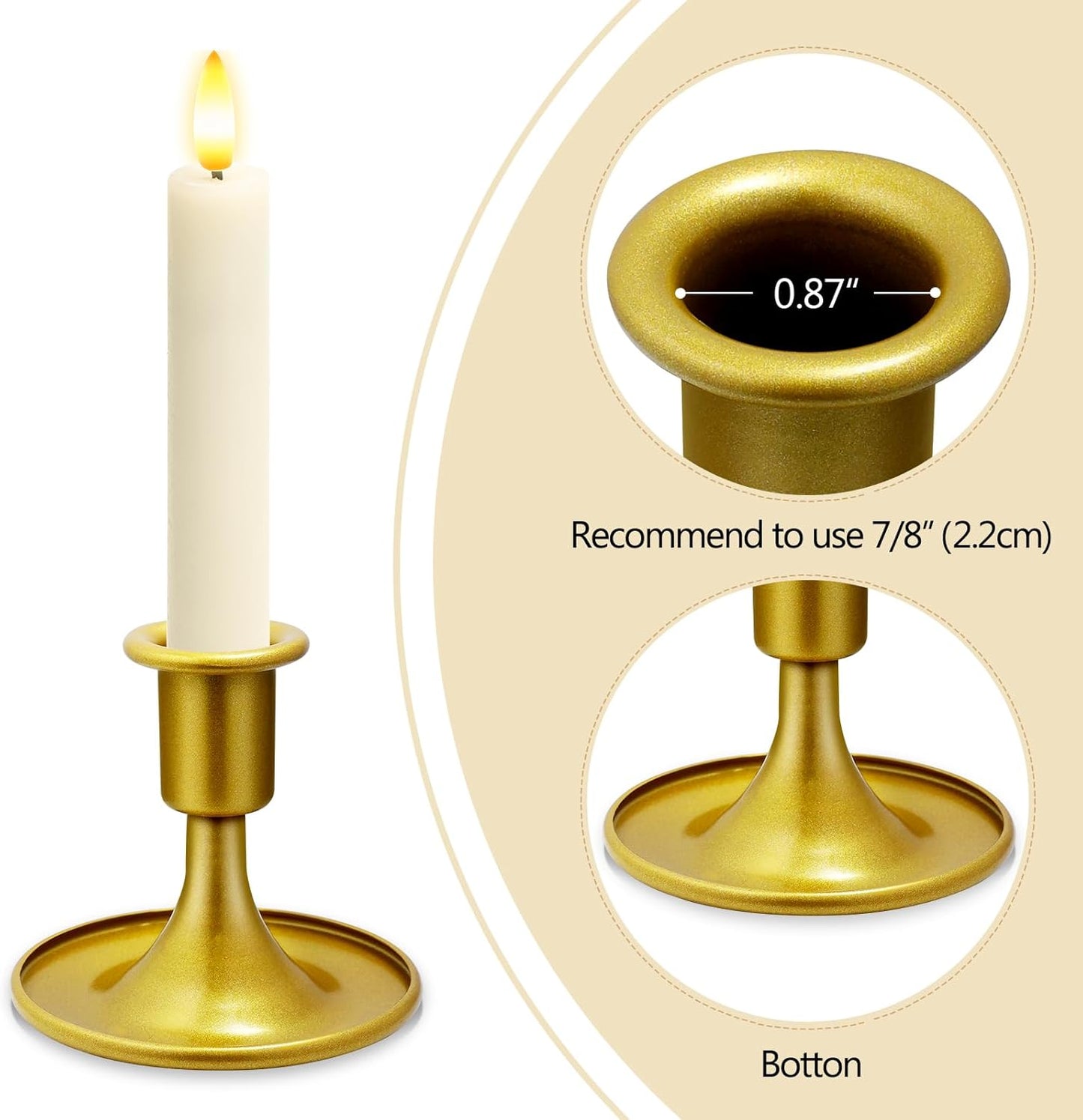 Candlestick Holders 6 PCS Short Metal Taper Candle Holders, KSWING Gold Candle Stick Holders Set, Perfect for Table Centerpiece Mantel Party Wedding Christmas Home Decor, Set of 6