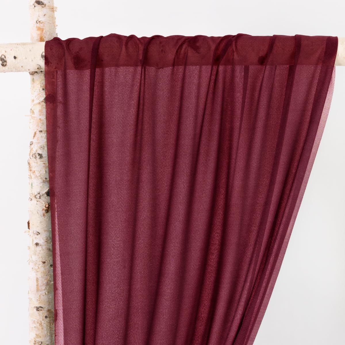 MLMW Christmas Wedding Arch Draping Fabric 2 Panels 29" x 20Ft Burgundy Sheer Wedding Arch Backdrop Drapes Outdoor Curtain for Ceremony Party Background Ceiling Decor