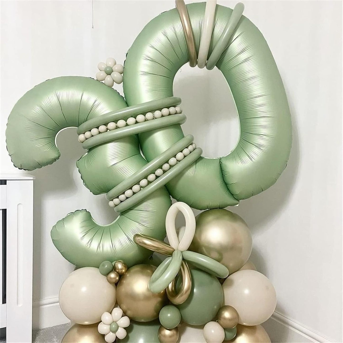 40 Inch Balloon Number 0 Sage Green, Large Foil Olive Green Number Balloons Set 0-9, Digital 0 Helium Balloons for Boys Girls 10th 20th Birthday Anniversary Jungle Safari Party Decoration Supplies