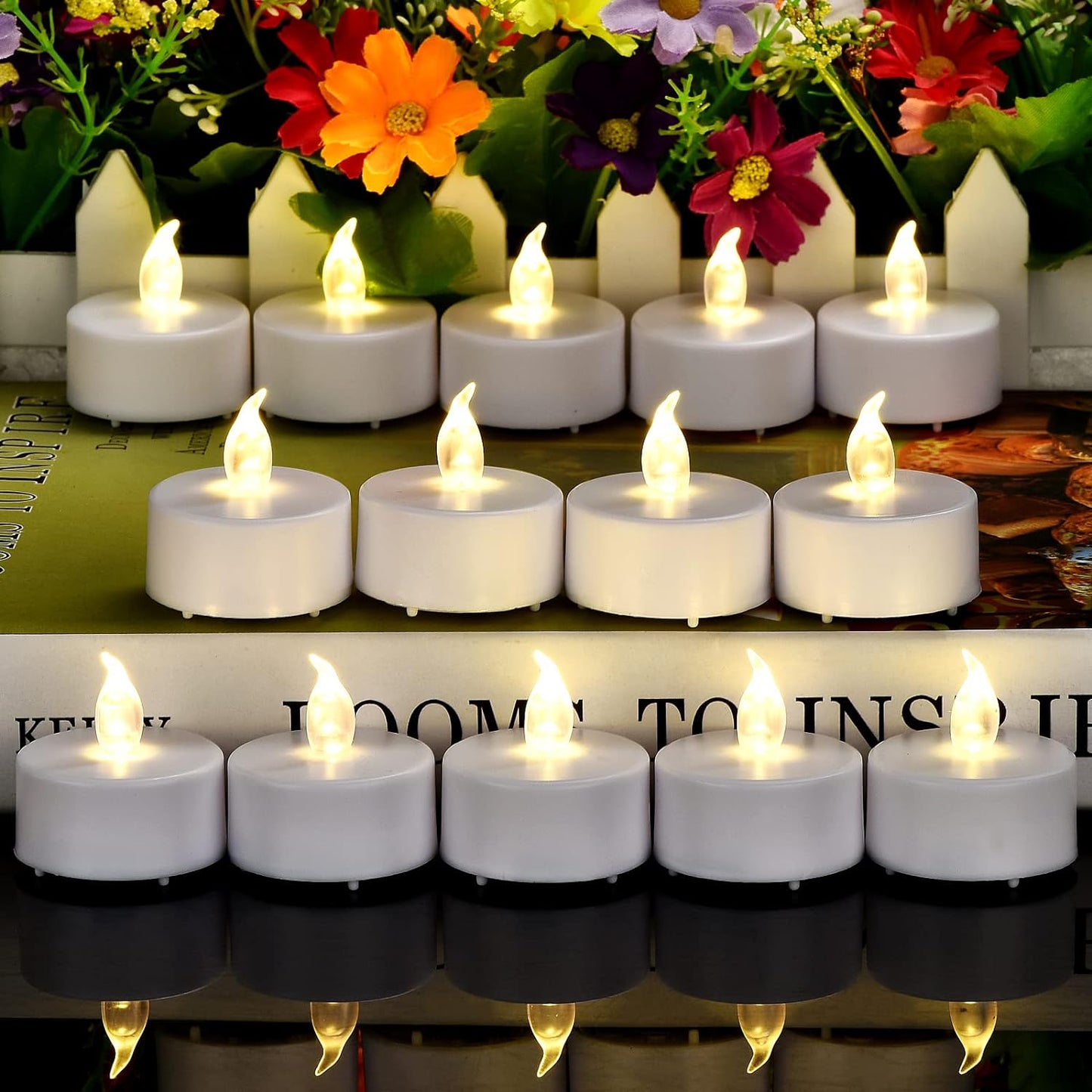 Battery Operated Tea Light Candles:200 Pack Flameless LED Realistic Flickering Candles 100+ Hours Electric Fake Candle in Warm White Ideal for Party, Wedding, Birthday, Gifts and Home Decoration