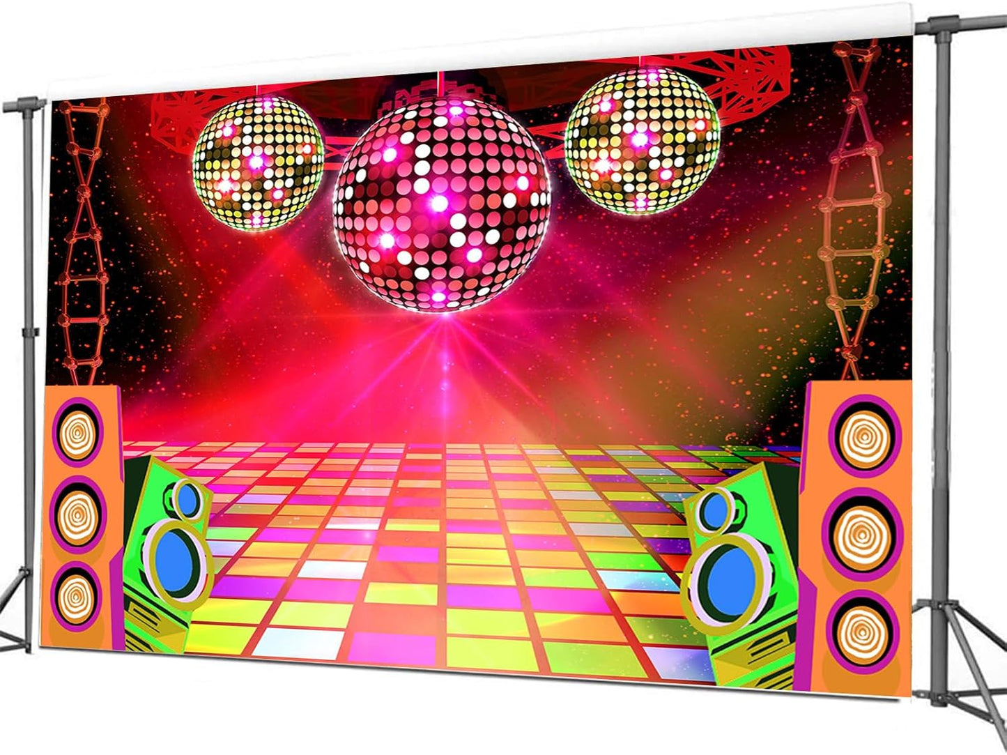 20X10ft Dance Party Backdrop Retro 70s 80s 90s Theme Glitter Stage Dance Ball Background Disco Party Decoration DJ Backdrop Banner for Birthday Party Prom Portrait Photo Shoot Polyester,Purple