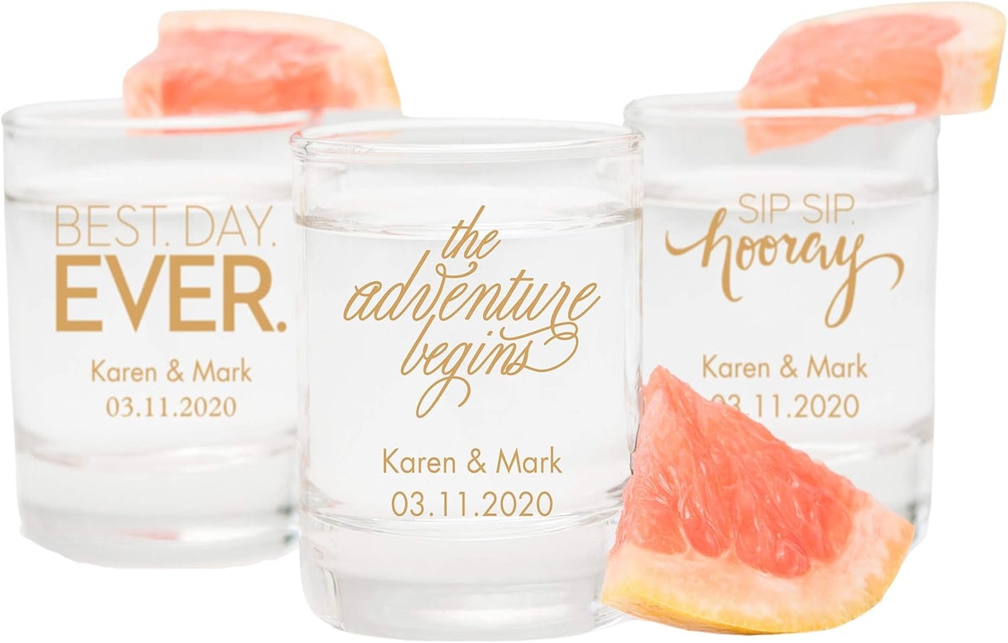 WEDDINGSTAR Personalized 2.75oz Shot Glass Customizable Full Color Print - 48 pack