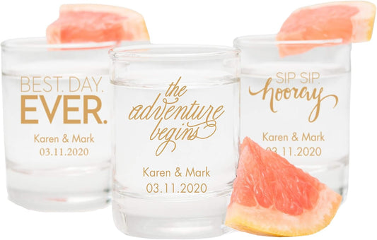 WEDDINGSTAR Personalized 2.75oz Shot Glass Customizable Full Color Print - 108 pack