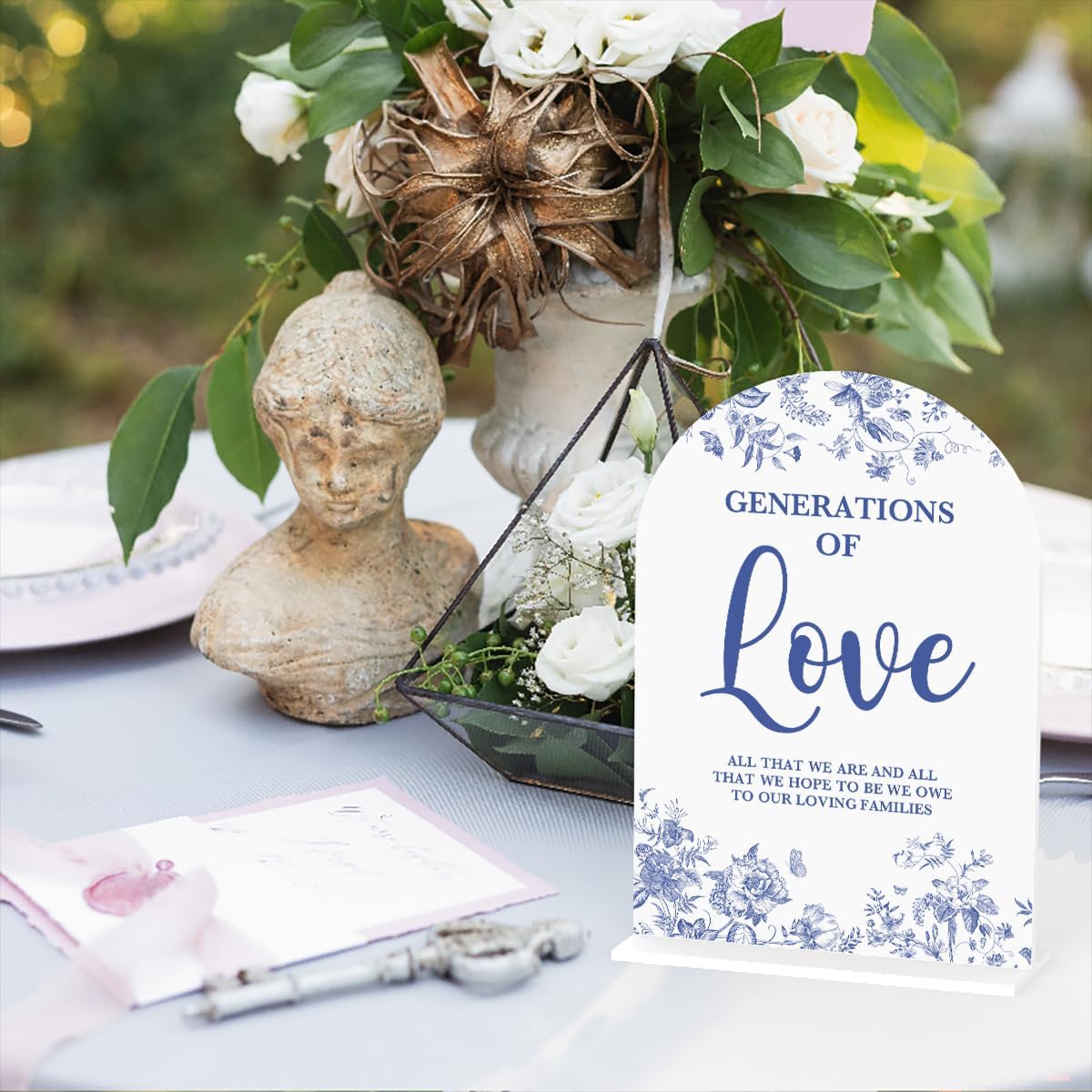 Acrylic Wedding Signs, Dusty Blue Wedding Decor, Blue Weddings Decor, Generations of Love Signs for Reception, Modern Calligraphy Arch Acrylic Table Top Sign for Weddings Parties Dinners (White)