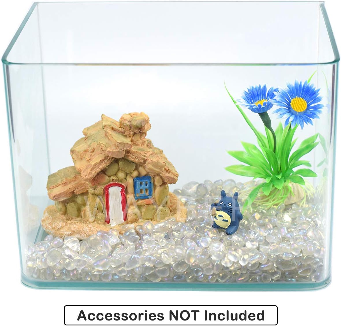 WAYBER 1Lb/460g Irregular Sea Glass Stones Artificial Crystal Gem Pebbles for Aquarium/Turtle Tank/Terrarium/Flowerpot/Vase Landscape Ornament Decoration, Hyun White