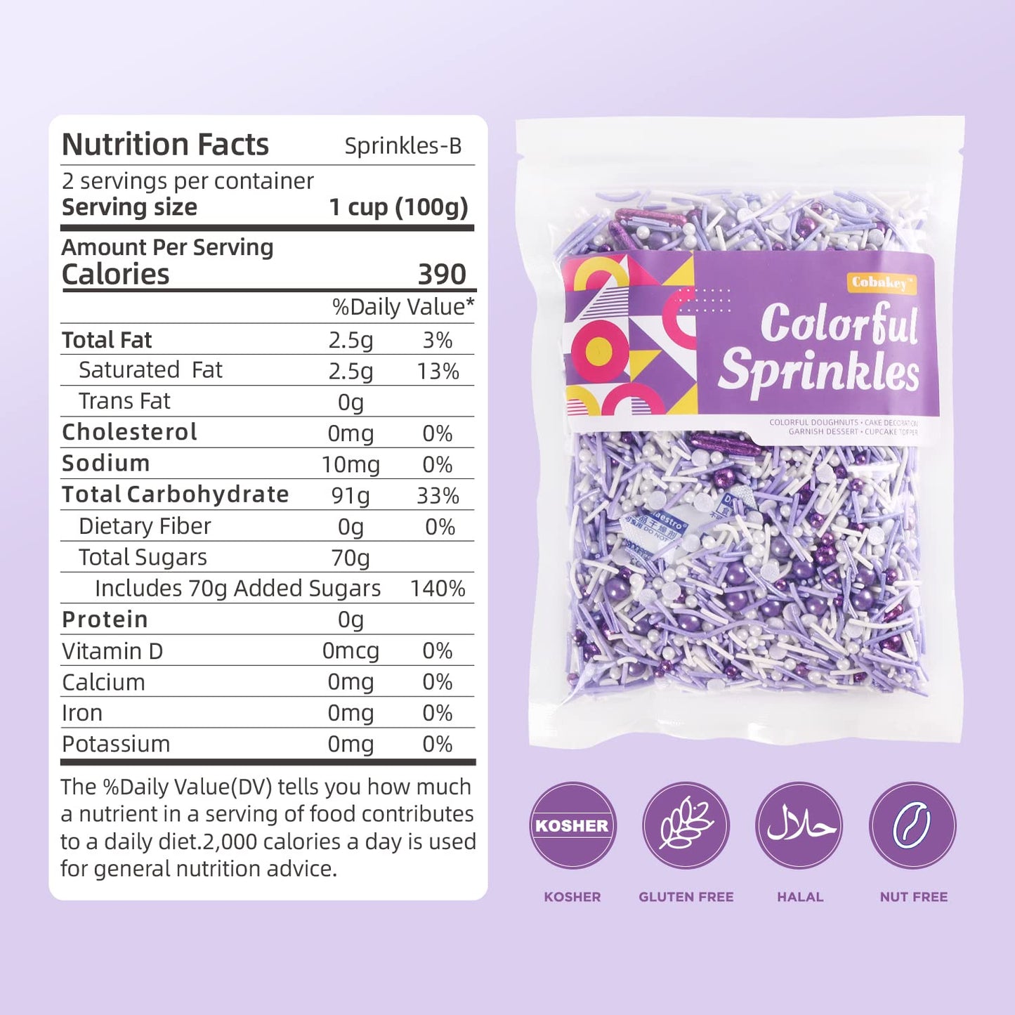 Purple Sprinkles For Cake Decorating, Cupcake, Cookies, Ice Cream Topper, Dreamy purple Cake Sprinkles Baking, Perfect For Birthdays Party, New Year’S Eve, 7 Ounces