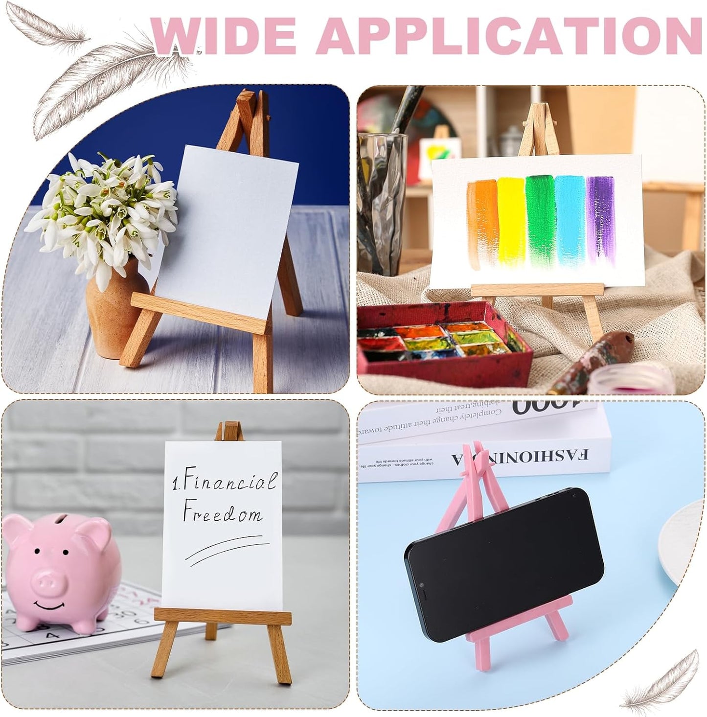 MECCANIXITY Mini Plastic Display Easels, 6.3"x3.4"A-Frame Plastic Painting Tabletop Easels Holder Stand for Photos Cards Artists Beginners Displaying Small Canvases Art(Pack of 12, Yellow)