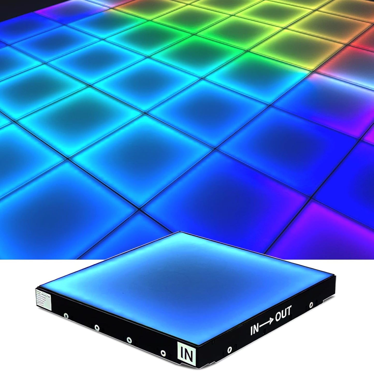 Dance Floor Stage Lights Tempered Glass Infinity Mirror Panel 3D Effect Led Dance Floor for Wedding Party Customizable (RGB-Magnetic, 81PCS(14.8FTX14.8FT))