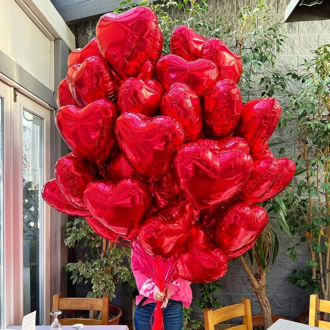 12Pcs Black Heart Balloons, 18 Inch, Love Balloons for Valentine's Day, Wedding, Birthday Decorations