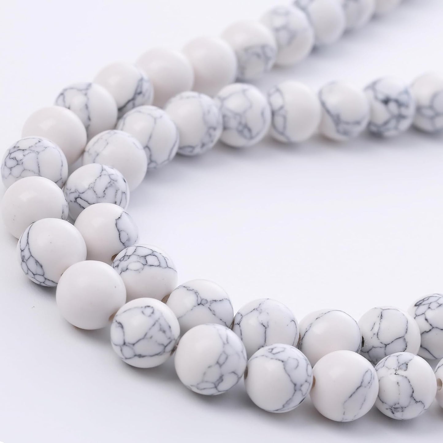 White Turquoise Stone Beads Gemstone Round Crystal Energy Jade Beads Stone Beads for Jewelry Making DIY Bracelet Necklace Jewelry Making 1 Strand 15.5inch 31PCS 12MM