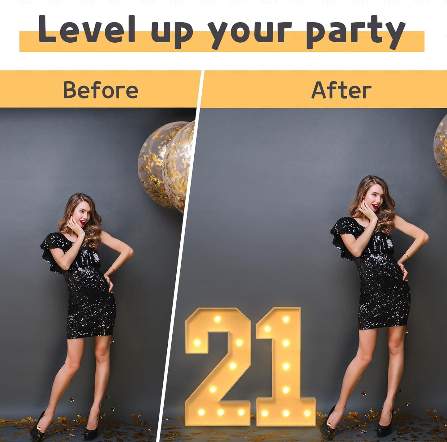 imprsv 3FT Marquee Numbers, Light Up Numbers for 2nd 25th Birthday Decorations Anniversary Party Decor, Number 2 Light Up Number, Pre-Cut Foam Board Kit