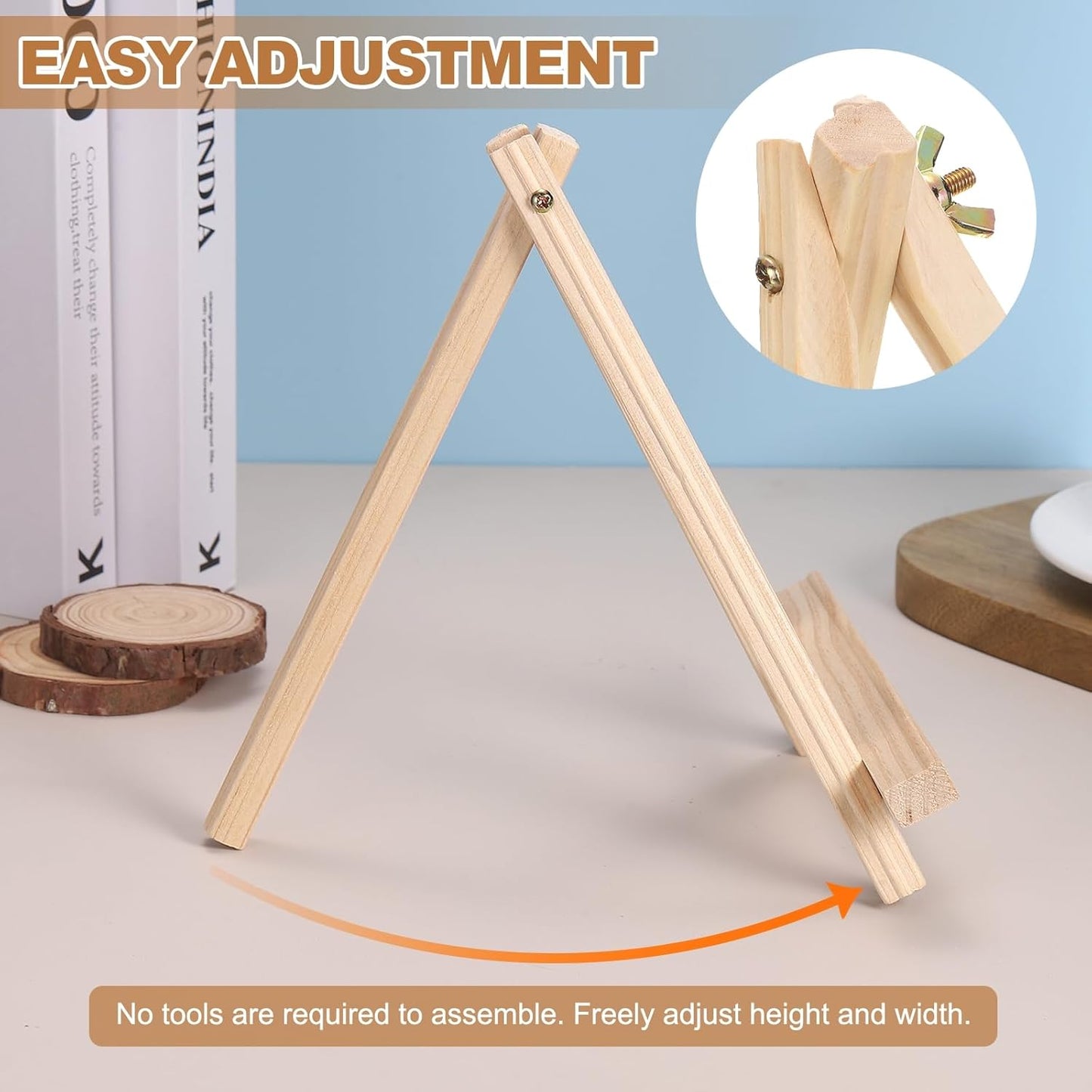 MECCANIXITY Mini Wood Display Easels, 11.8"x7.9"A-Frame Painting Tabletop Easels Holder Stand for Artists Beginners Displaying Small Canvases Art Photos Business Cards(Pack of 3, Wood Color)