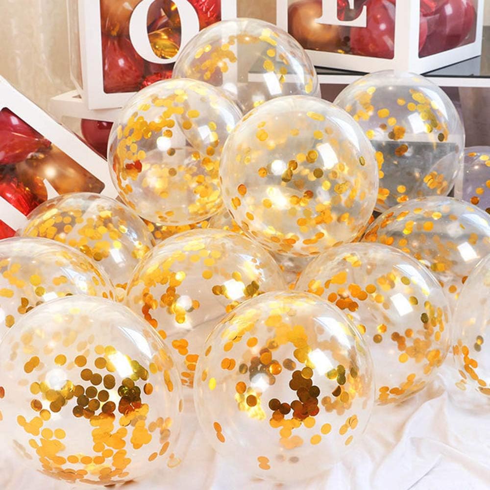Gold Confetti Balloons Party Balloons 12inch 50 Pcs Latex Confetti Balloons Birthday Balloons Party Decoration Wedding Baby Shower Christmas Party-Confetti Gold