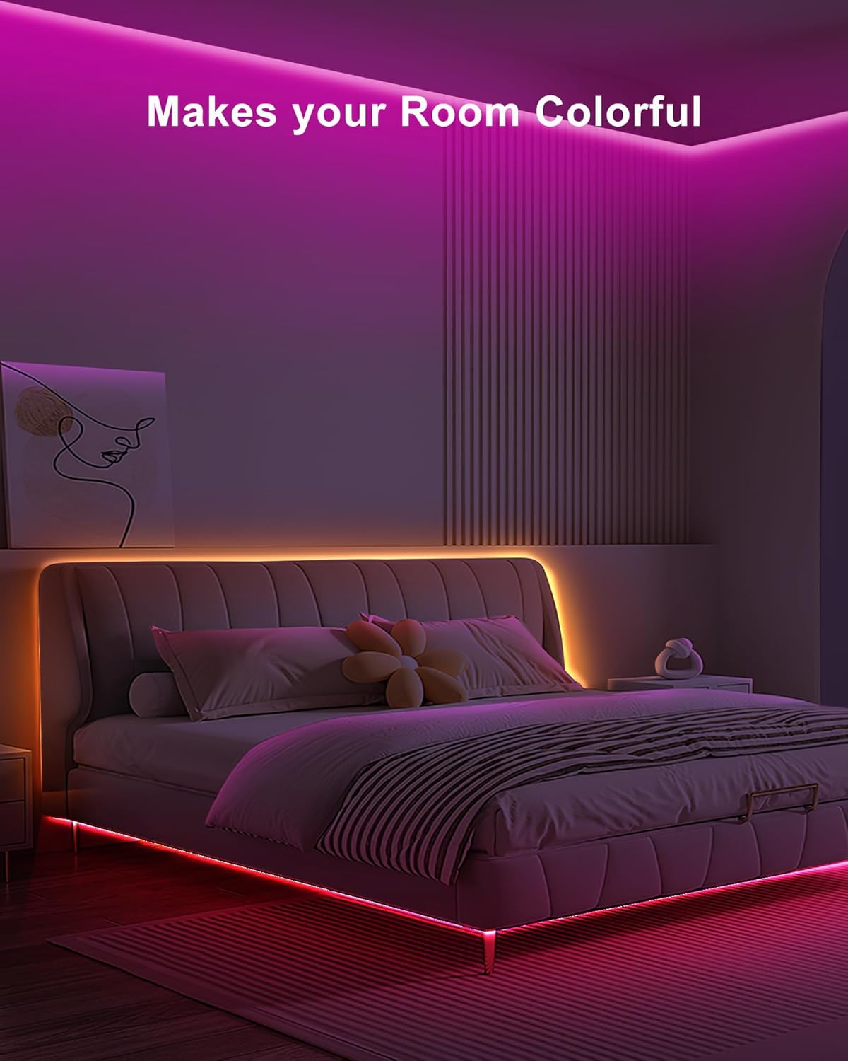 4.92ft Bluetooth RGB COB Led Strip Lights with Remote, Dimmable Smart App Led COB Light Strip, Color Changing Music Sync, Indoor RGB Led Lights for Bedroom, Home Decor, Party
