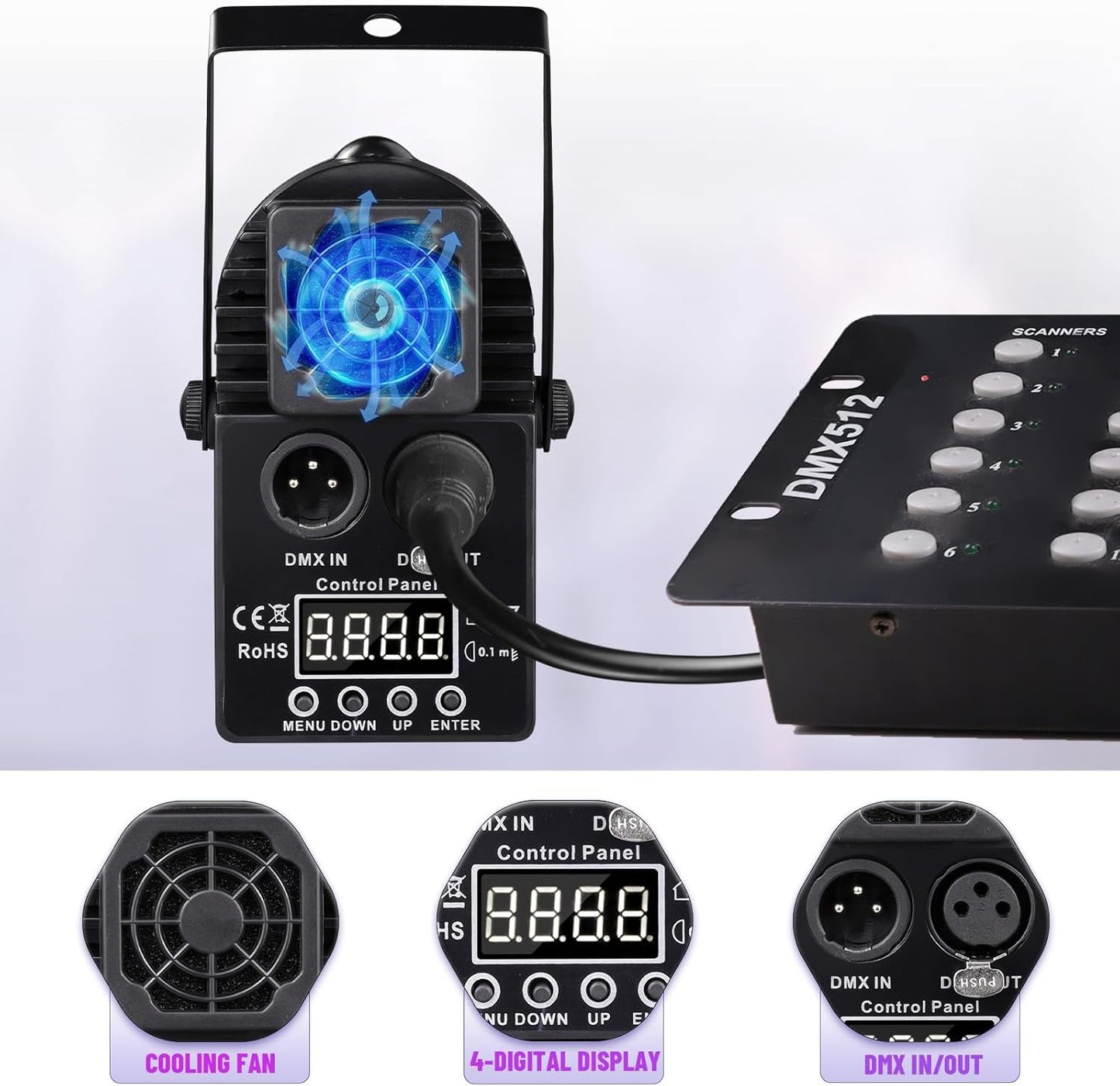 Pinspot Light 15W DMX, Czgor RGBW Disco Ball Lights with Remote Control / DMX512 / Sound Activated Pin Spotlight for Mirror Ball DJ Party Wedding Show