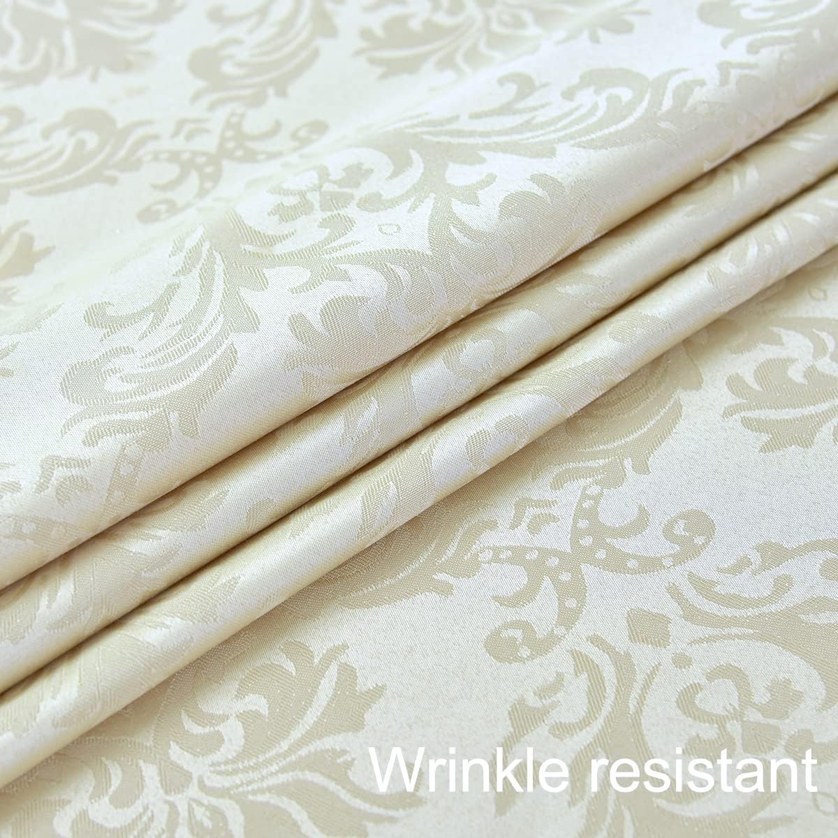 SASTYBALE Rectangle Tablecloth - 60 x 120 Inch Beige Cream Damask Table Cloth Jacquard Design Spill Proof Wrinkle Resistant Waterproof Soft Polyester Oblong Table Cover for Kitchen Parties(Ivory)