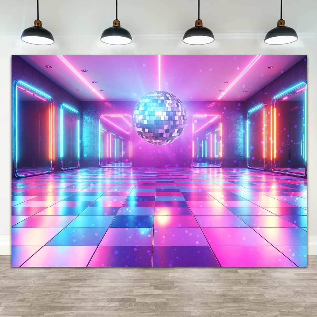 Disco Decorations Backdrop, Retro Glow Party 70s 80s 90s Theme Stage Dance Background Disco Party Decoration, Polyester Banner PartyBackdrop for Birthday Prom Portrait Photo Props 10x8FT