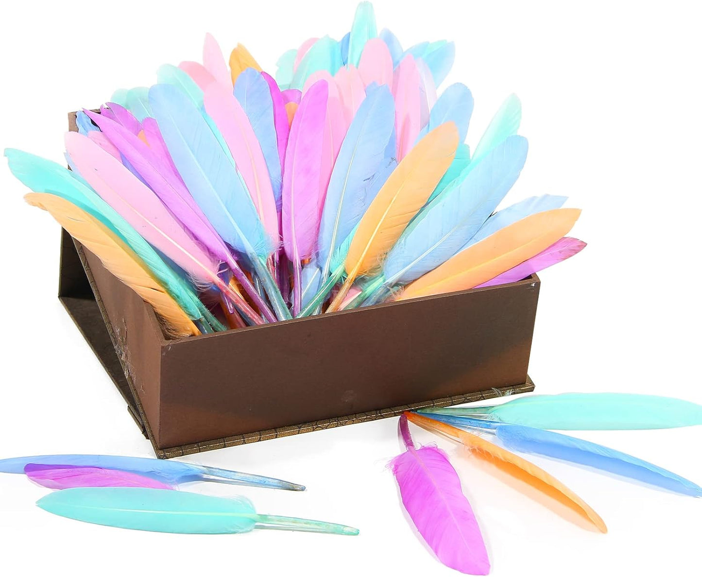 FeelfunFeather 120pcs Macaron Goose Cochettes Feather 4-6 inch 10-15cm Bulk Natural for Wedding Party Halloween Decorations DIY Cosplay Gothic Costumes Crafts