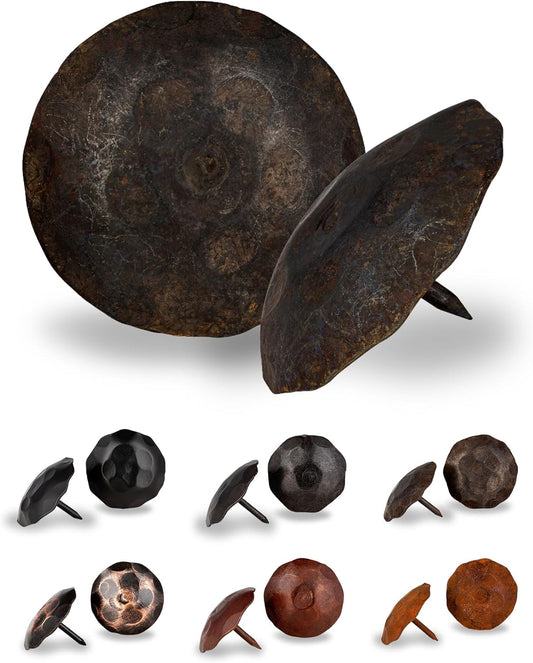 10 Pack 2" Round Head Iron Clavos Decorative Nails – Unfinished – Handmade Rustic Round Fasteners for Farmhouse Shutters, Faux Wood Beams, Barn Doors, Shutters, Gates – Ornamental Wood Accent