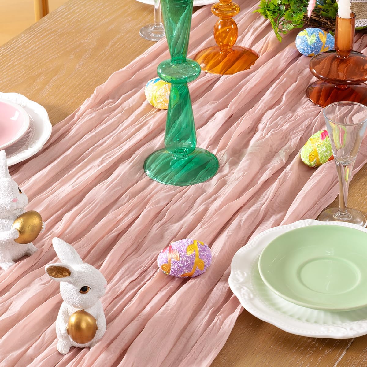 Pink Cheesecloth Table Runner Fall Table Runner Boho Gauze 120 Inches Light Pink Cheese Cloth Fall Table Decorations for Thanksgiving Wedding Bridal Girl Baby Shower Sweet 16 Party Decor