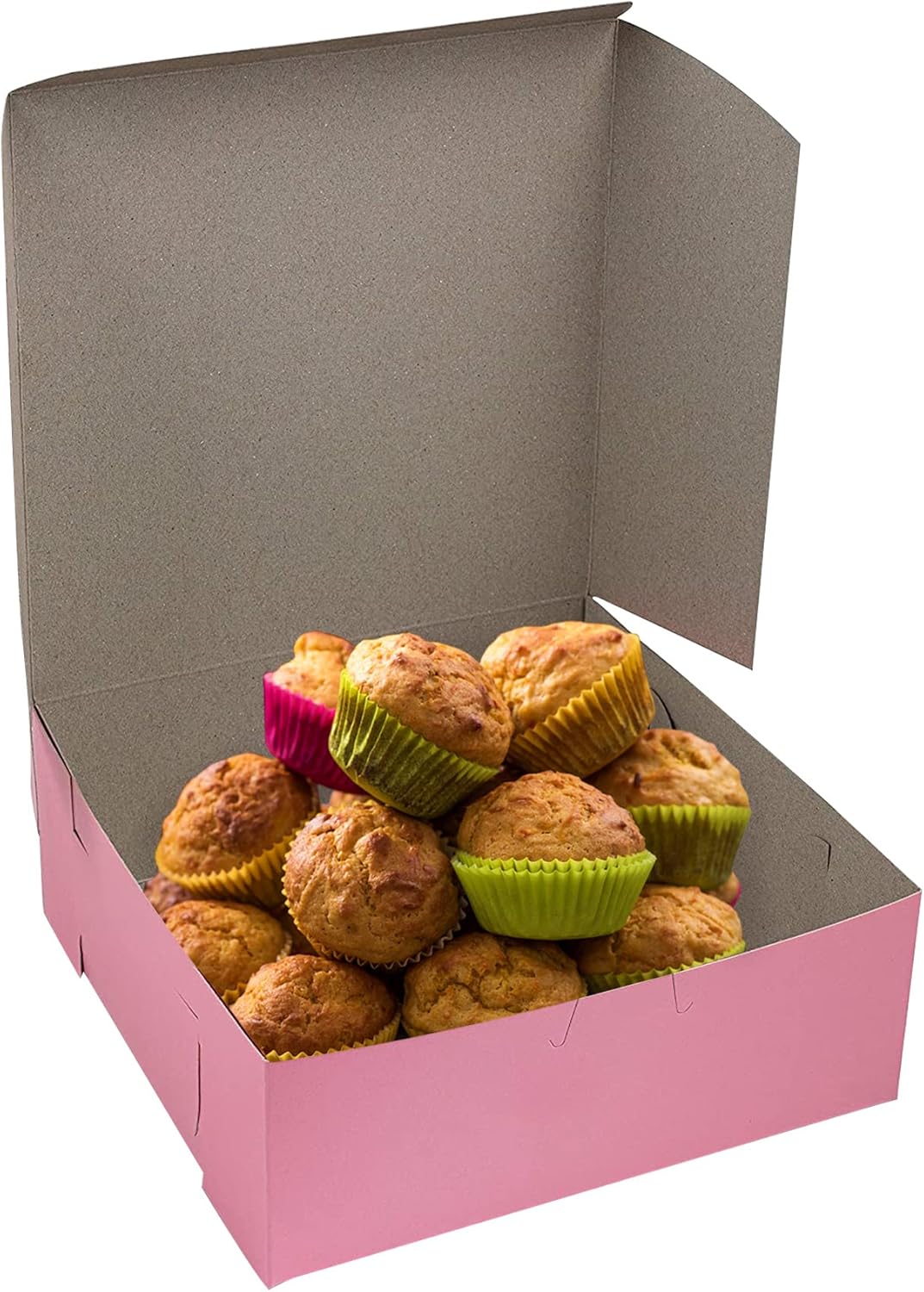 MT Products Pink Cupcake Boxes 8" x 8" x 3" - Bakery Boxes No-Window (Pack of 15) - Made in the USA