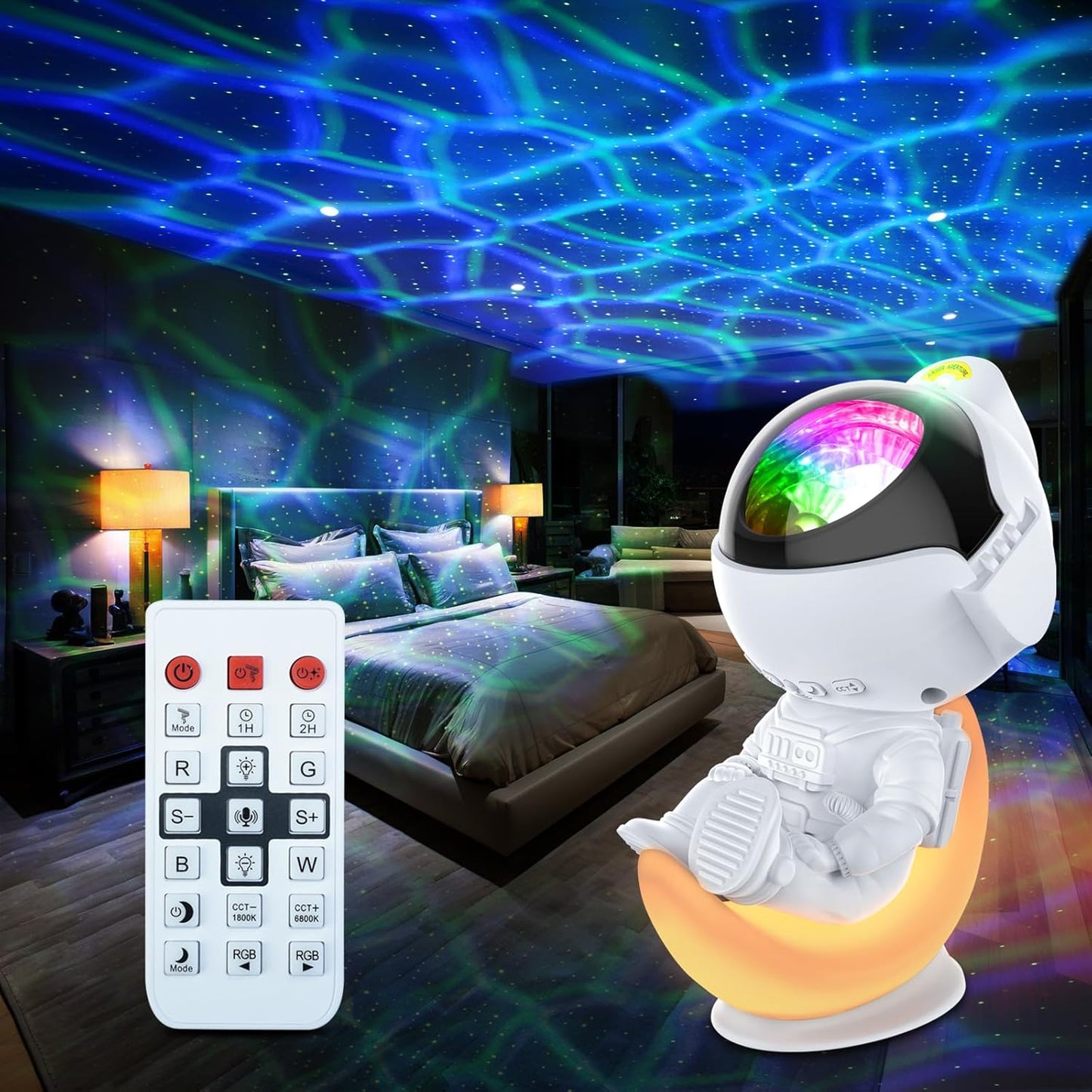 Rossetta Astronaut Galaxy Projector Night Light with Timer and Remote, Kids Adults Room Decor, Party, Gifts for Christmas, Birthdays