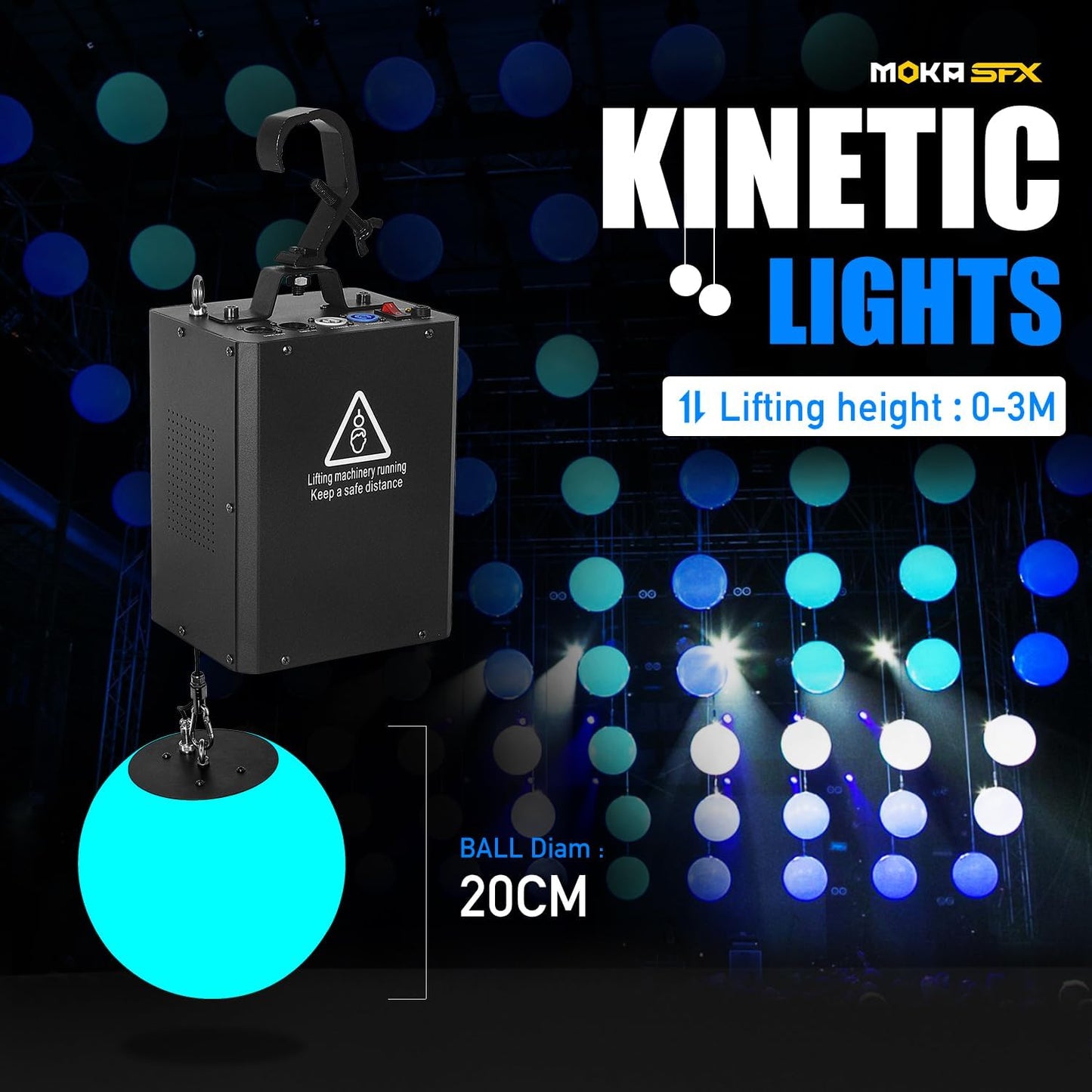 3D LED Light Lifting System DMX RGB LED Light Lift Ball Wave Effect Winch Colorful Kinetic Stage Light Ball for DJ Disco