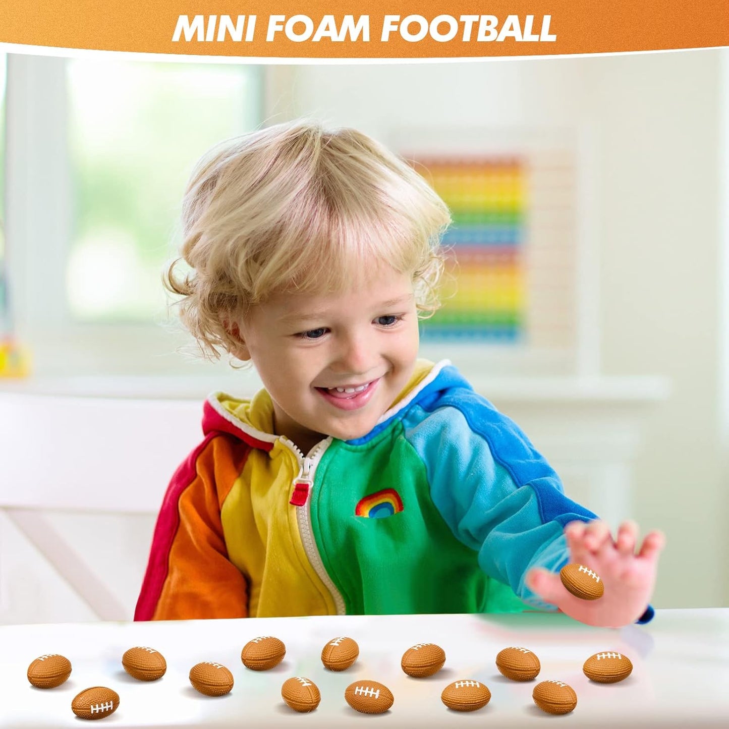 Jerify 120 Packs Mini Football Stress Ball, 1.46 Inch, PU Foam, Suitable for Parties, School, Rewards