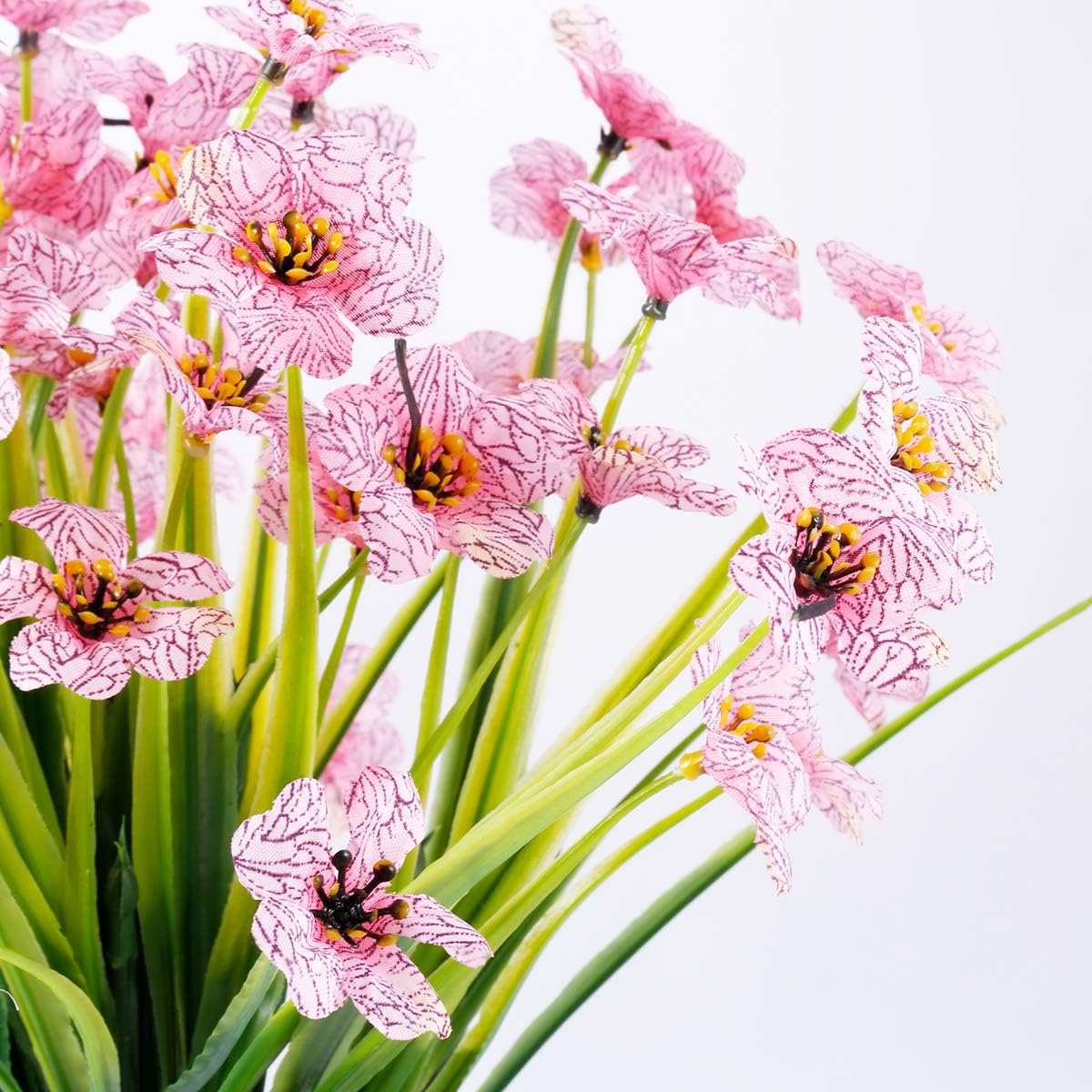 30 Bundles Artificial Flowers Outdoor UV Resistant Fake Flowers No Fade Faux Plastic Plants Garden Porch Window Box Decorating(Pink)