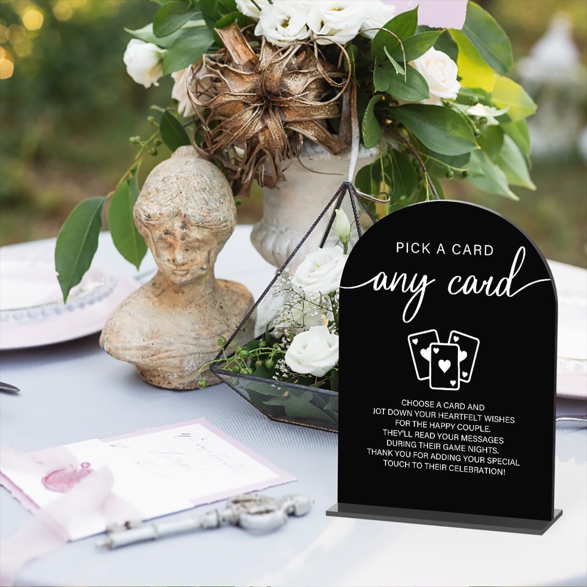 Acrylic Wedding Sign Pick A Card Sign for Wedding Wedding Signs for Ceremony Modern Calligraphy Arch Acrylic Table Top Sign for Wedding Reception and Event Party Table(black）