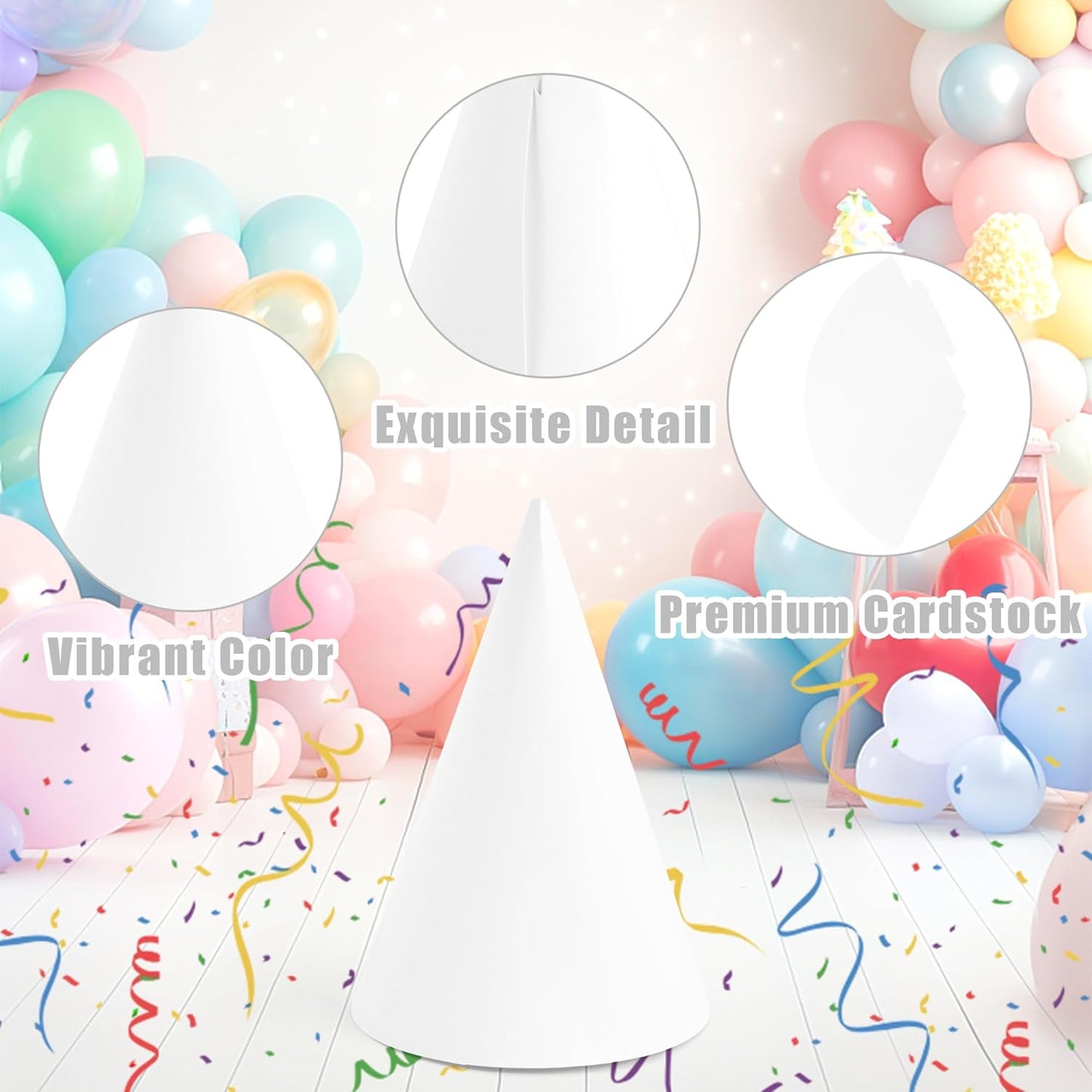 CANREVEL Party Hats for Kids and Adults, Birthday Party Headwear Supplies, Cone Hats Bulk for Girls Boy Women Men