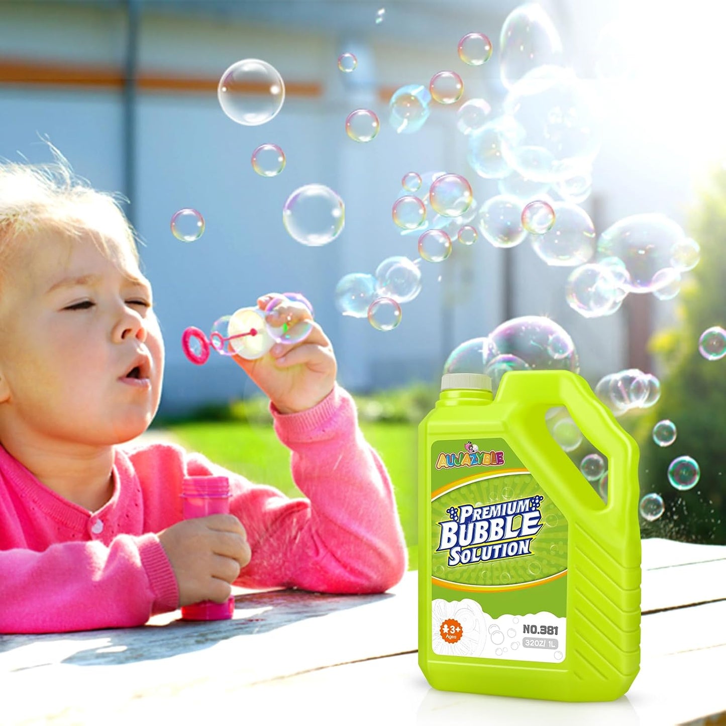 Bubble Solution Refills 32OZ | Giant Bubbles Refill Solution | Bubbles Bulk for Bubble Machine, Bubble Gun, Bubble Wands, Bubble Mower | Bubbles for Kids in Summer Celebrations Party Favor