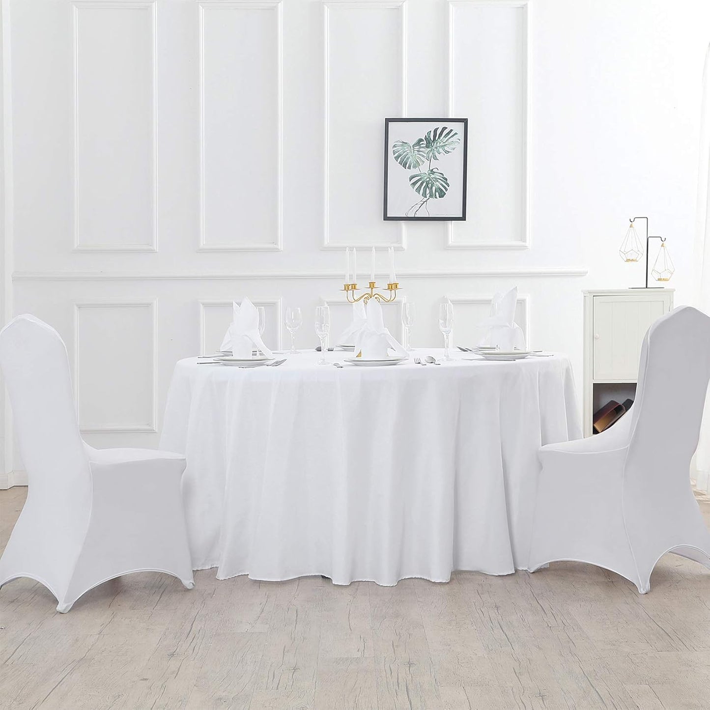 60 inch Round Tablecloth Washable Polyester Table Cloth Decorative Table Cover for Wedding Party Dining Banquet（60 inch,White）