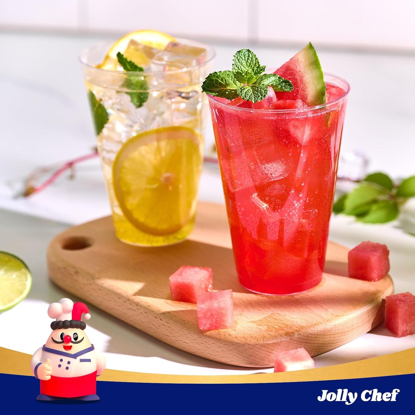 JOLLY CHEF 14 oz Clear Plastic Cups, 200 Pack Heavy-duty Party Glasses, Disposable plastic cups for wedding Cocktails Tumblers, Ideal for Wedding & Party