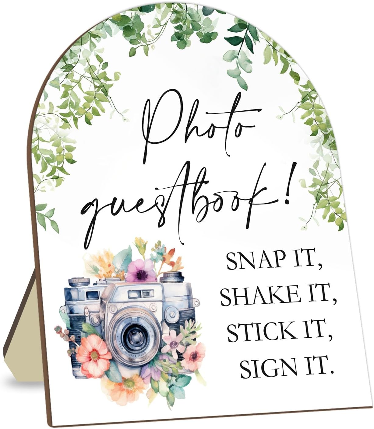 Wedding Photo Theme Desk Decor, Eucalyptus Leaf Decor Party Welcome Sign, Bridal Shower Photo Guestbook Sign, Baby Shower Supplies, Wedding Reception Decor with Stand 8 * 10In