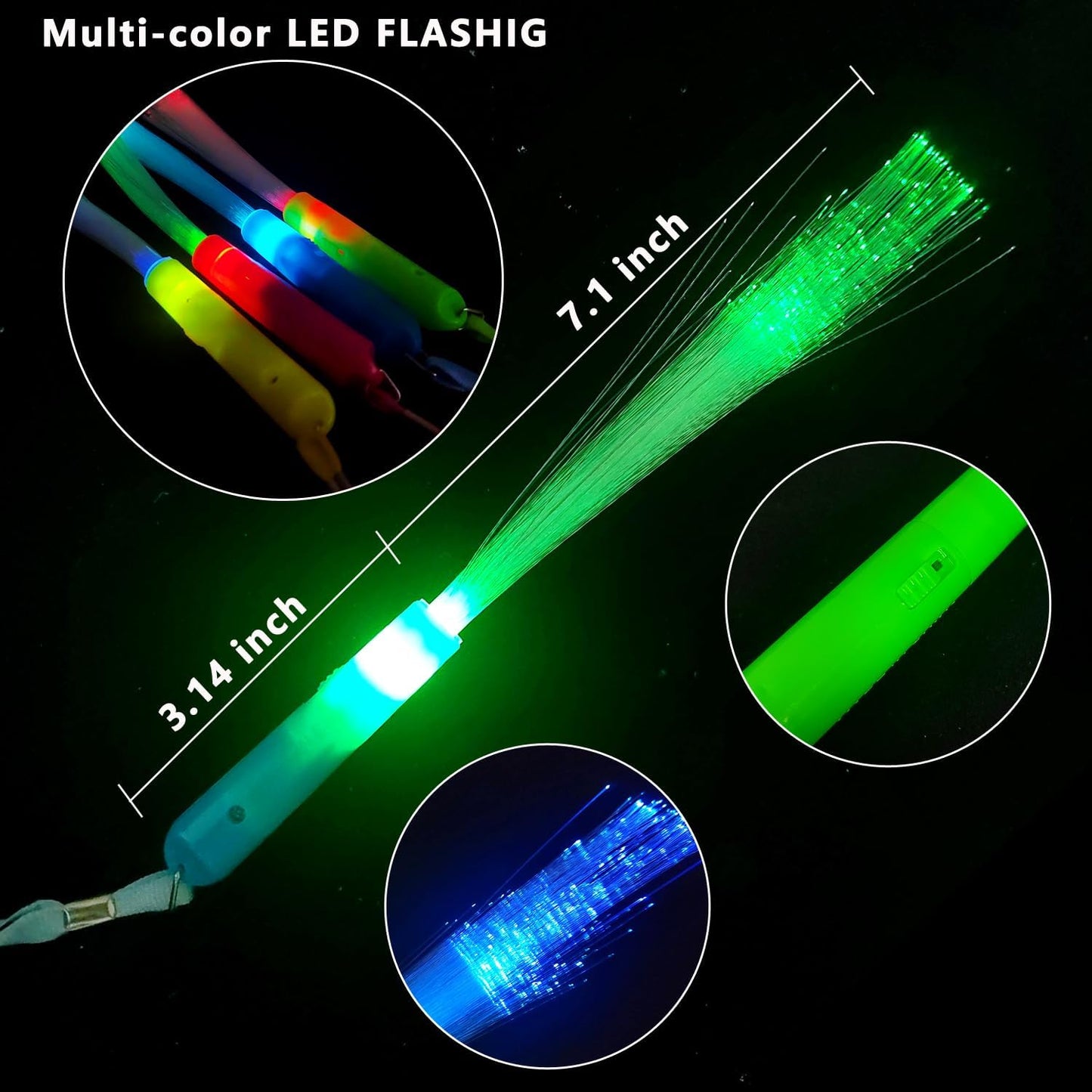 OceanWings Glow Fiber Optic Wands,Halloween Glow Sticks Bulk Party Pack,Glow in the dark Party Supplies Favor Flashing Light Up Sticks for Birthday Holiday Party Wedding Halloween Christmas(25)