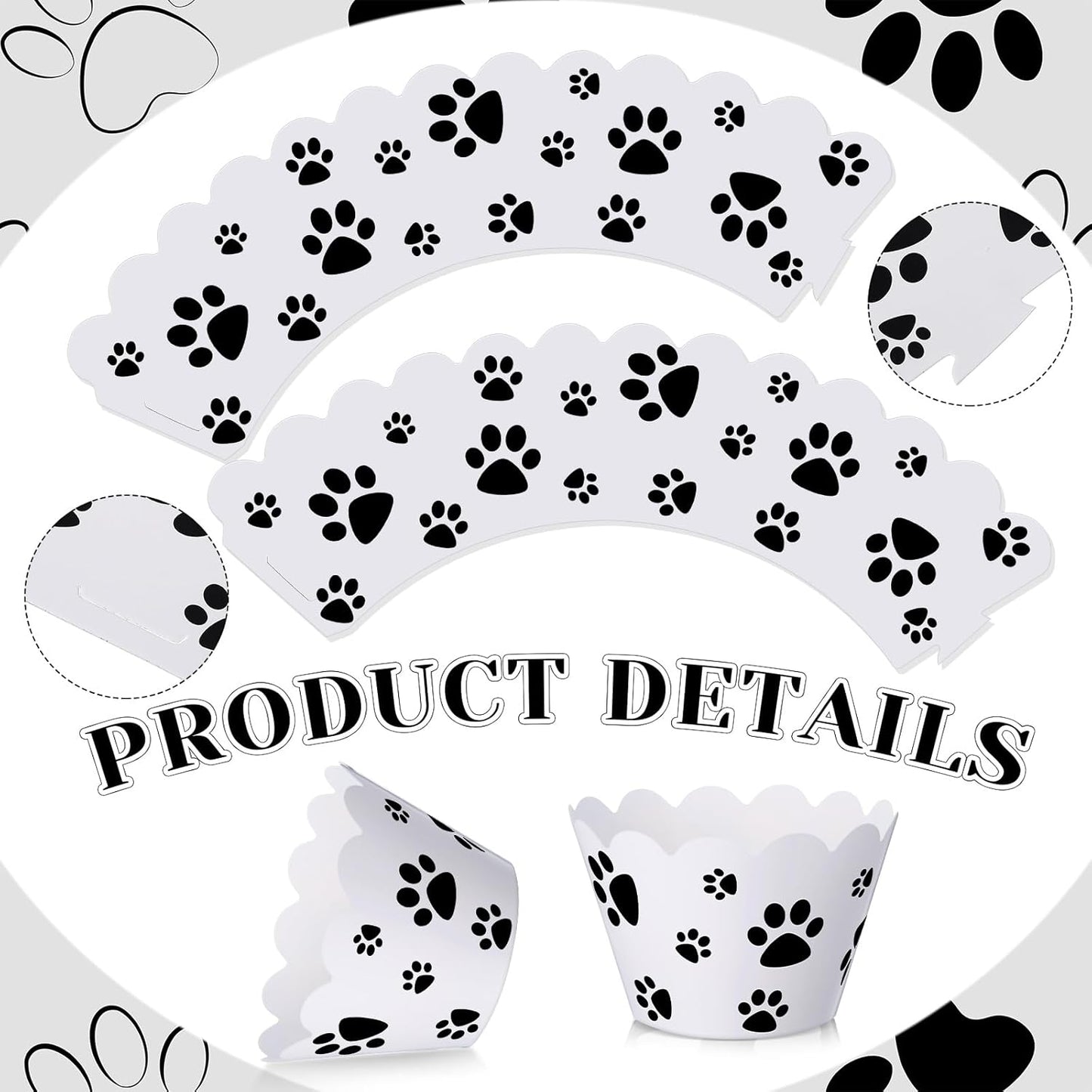 Domensi 100 Pcs Dog Paw Cupcake Wrappers Puppy Themed Cupcake Liners Rustic Baking Cups Baking Liners for Spring Summer Wedding Bridal Baby Shower Birthday Party Supplies Dessert Decoration