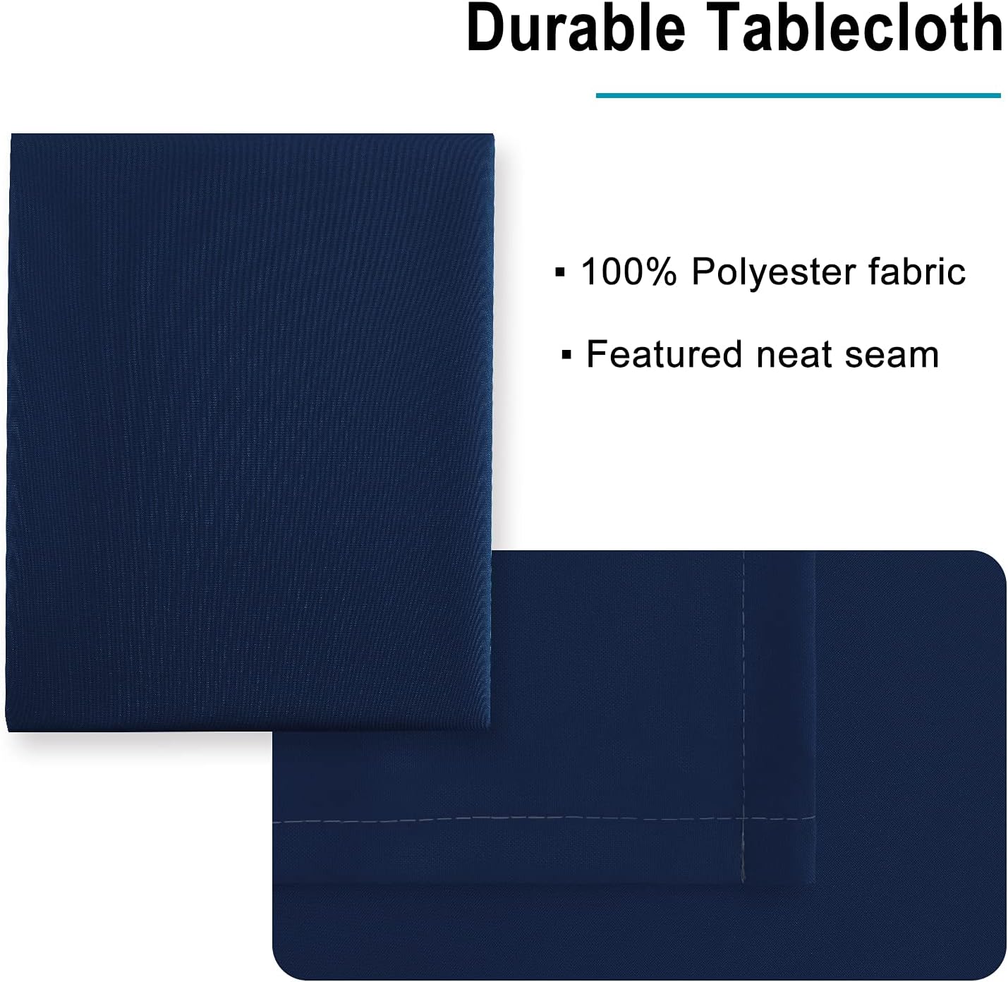 Hiasan Navy Blue Tablecloth for Rectangle Tables - Waterproof and Spillproof Washable Fabric Table Cloth for Dining Room Kitchen Party, 60 x 120 Inch