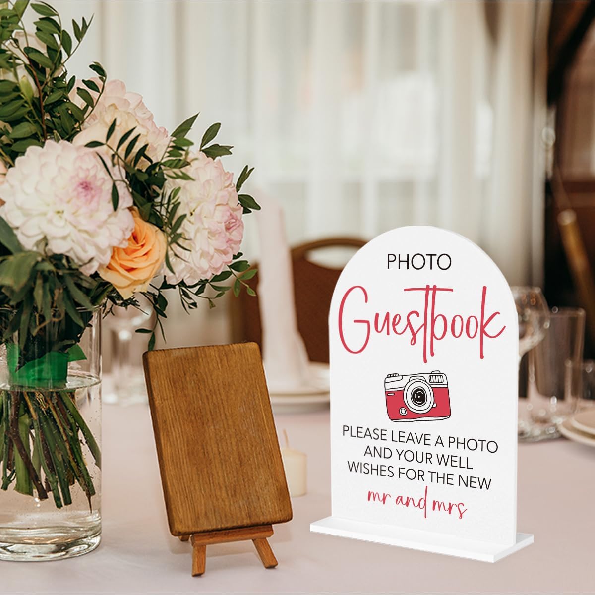 Wedding Photo Guest Book Sign Acrylic Arch Wedding Bridal Shower Baby Shower Welcome Table Signs for Ceremony and Reception Decor 7 x 5 Inches