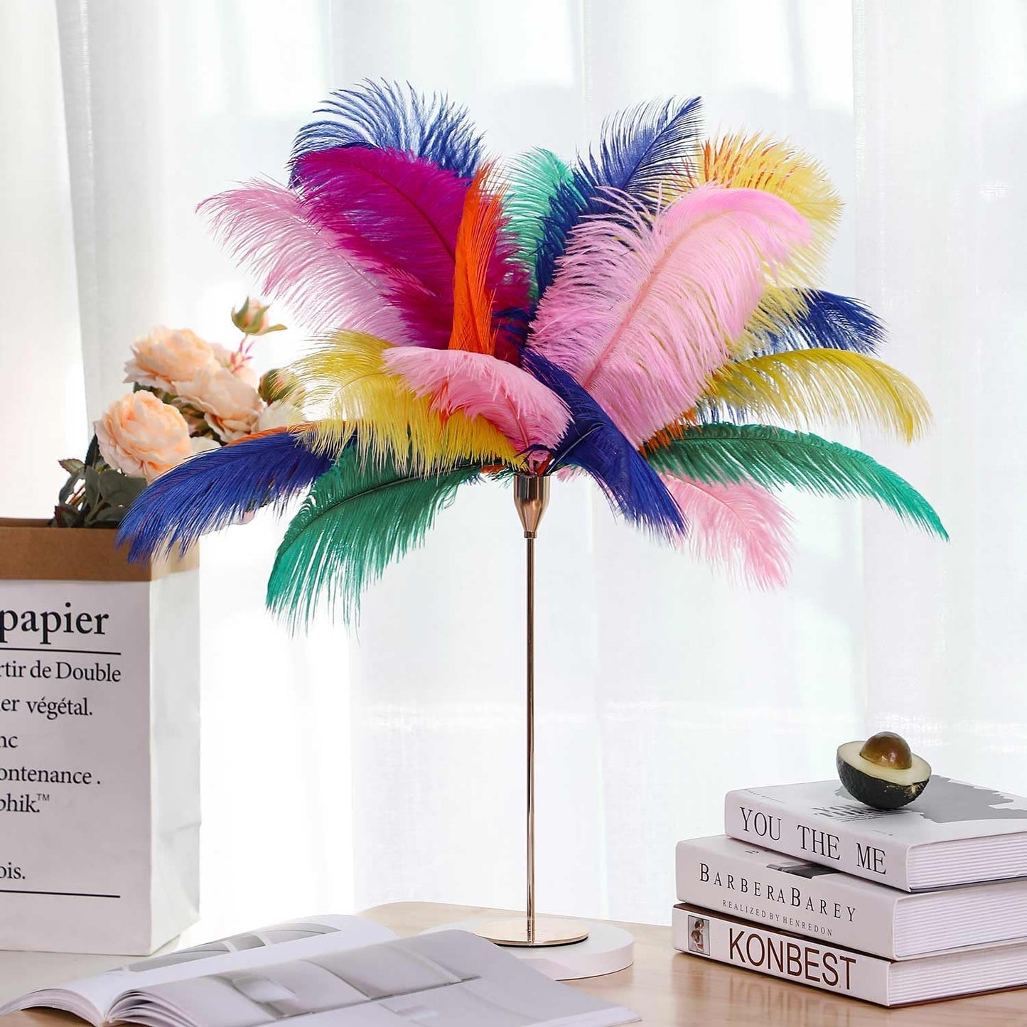 YAKRUNA 30PCS Light Pink Ostrich Feathers Bulk 12-14 Inches for Centerpieces for Wedding Birthday Gatsby Party, Decorative Plumes for Vase & Table & Christmas Tree Decor (30-35cm, Pink)